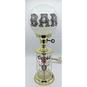 Vintage Coors Banquet Beer Bar Top Table Lamp Glass/Brass Finish "BAR" Globe 17"